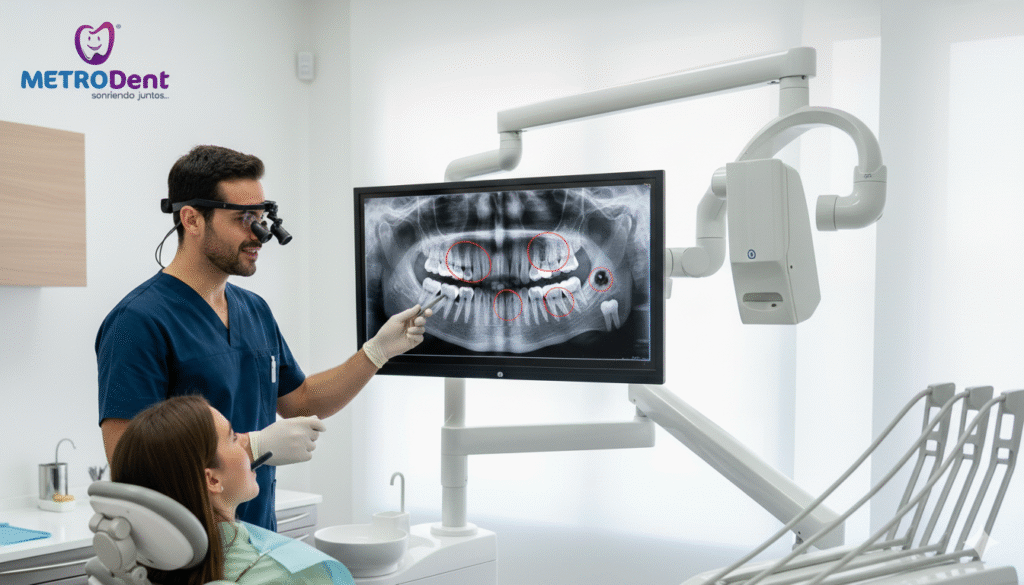imágenes dentales, radiografía dental, rayos x dentales, diagnóstico dental, caries ocultas, salud oral, radiografía panorámica, radiografía periapical, tecnología dental, Metrodent